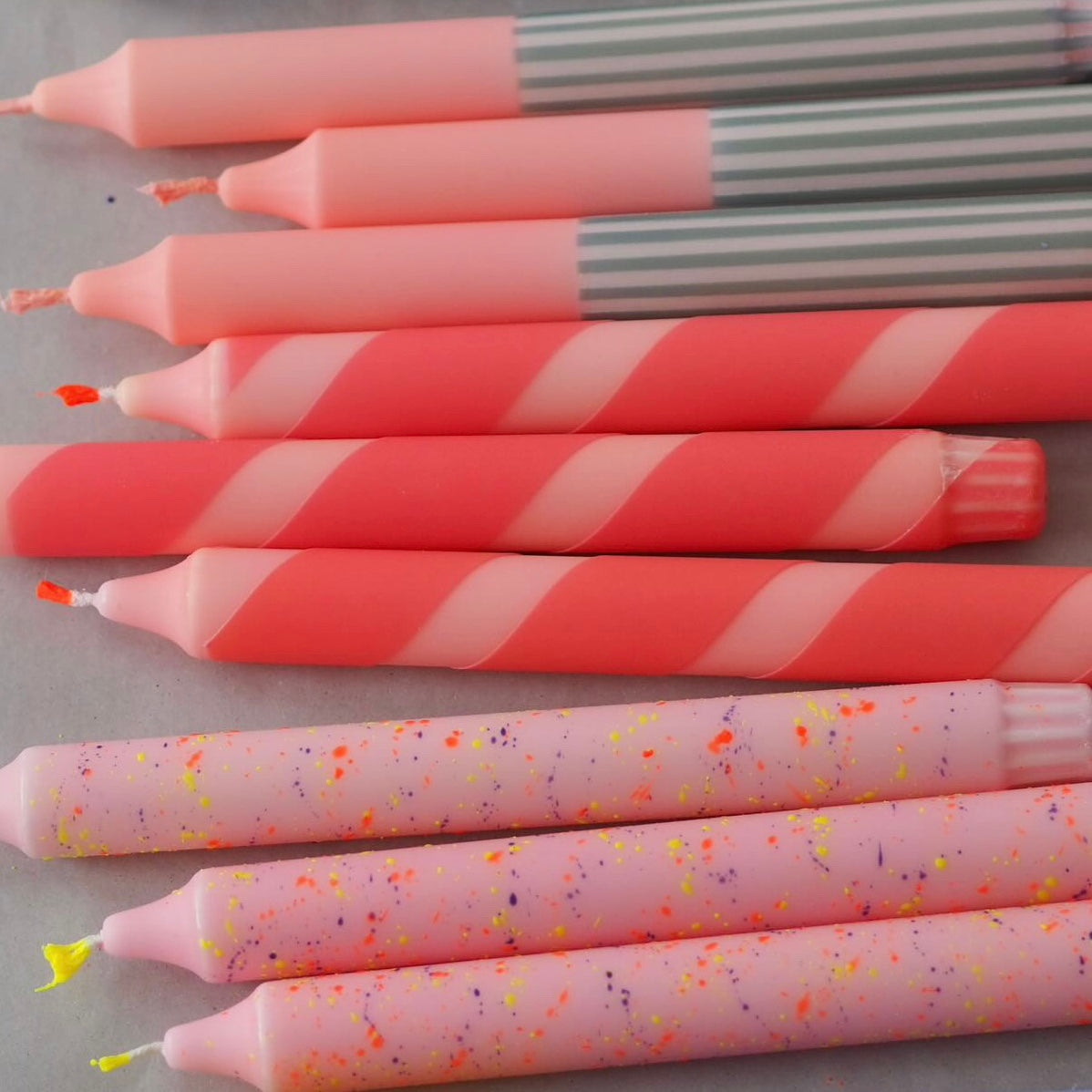 Handgetauchte Stabkerzen Rosa 24cm | Öko-Stearin