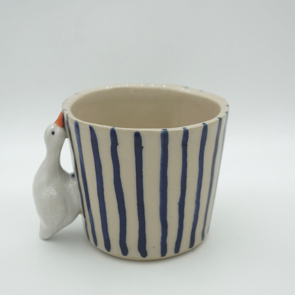 Tasse Ente Blaue Streifen NEU