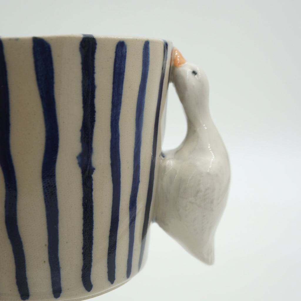 Tasse Ente Blaue Streifen NEU