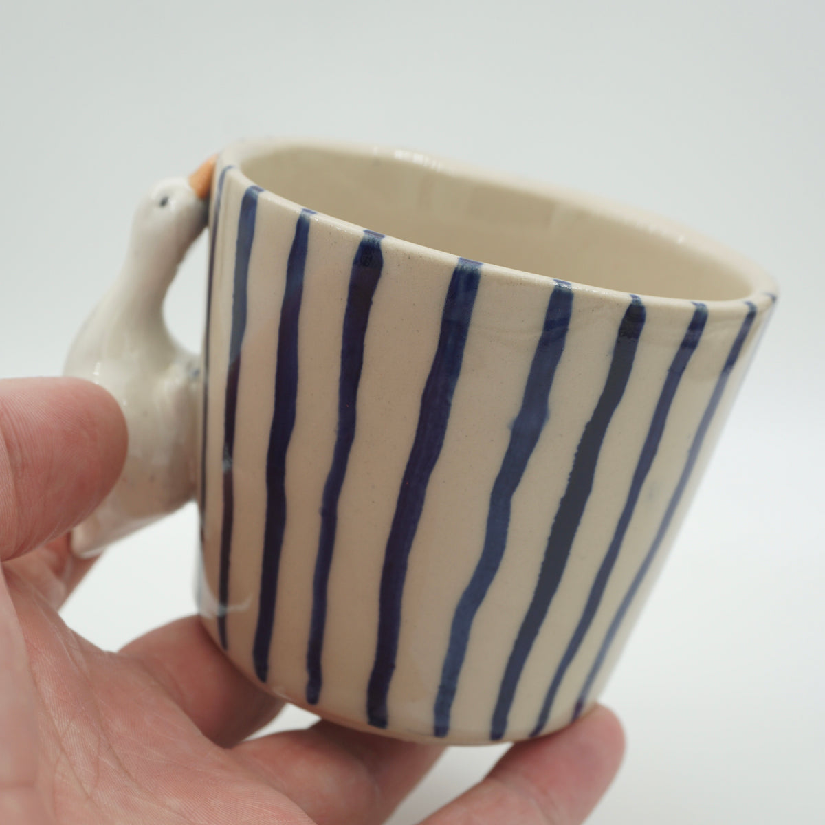 Tasse Ente Blaue Streifen NEU