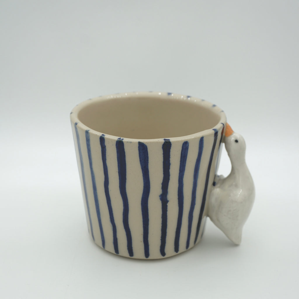 Tasse Ente Blaue Streifen NEU