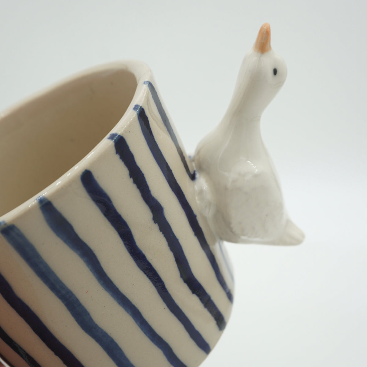 Tasse Ente Blaue Streifen NEU