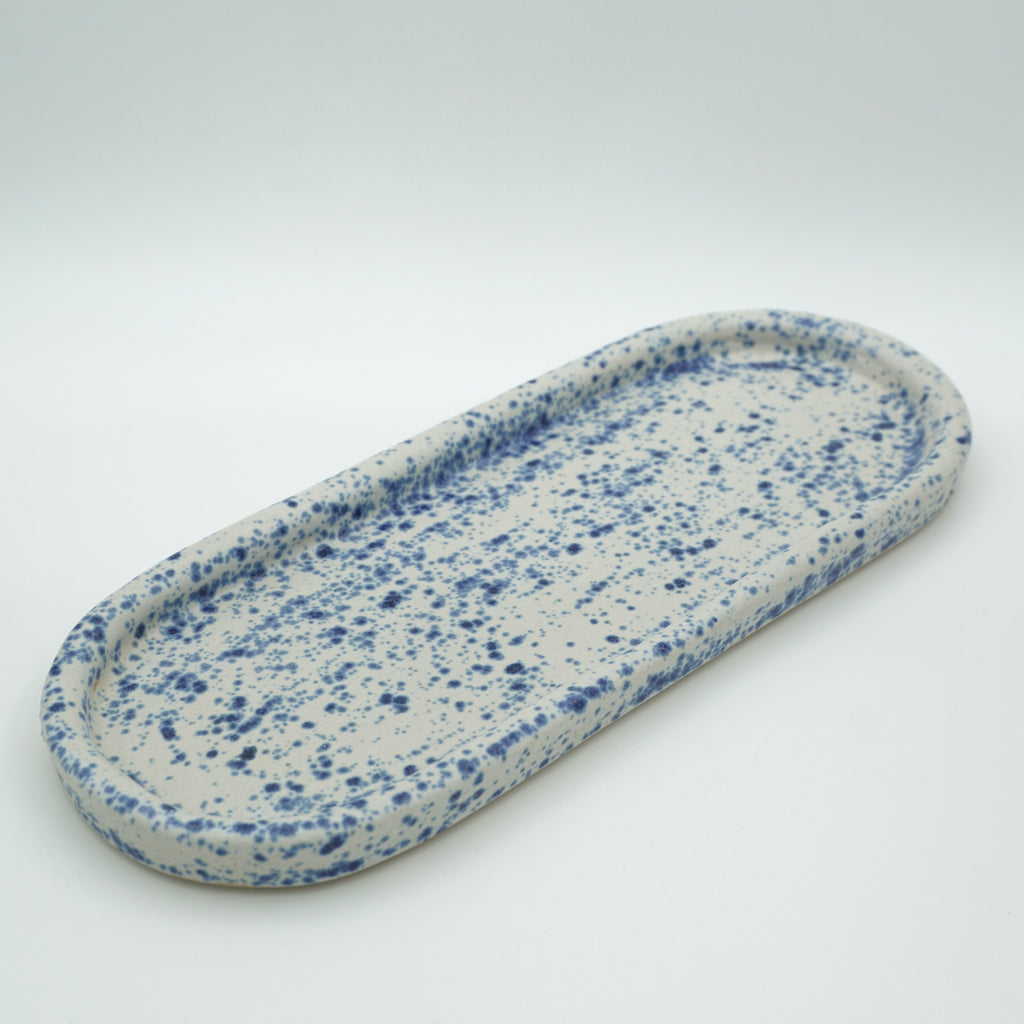Tablett Länglich Sprenkel-Blau