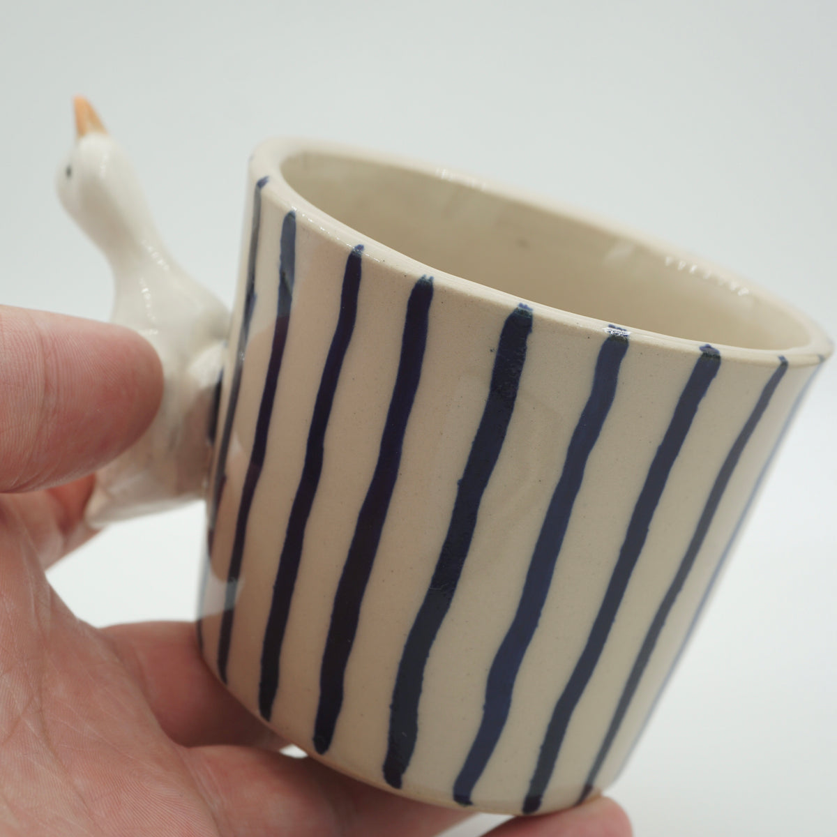 Tasse Ente Blaue Streifen NEU