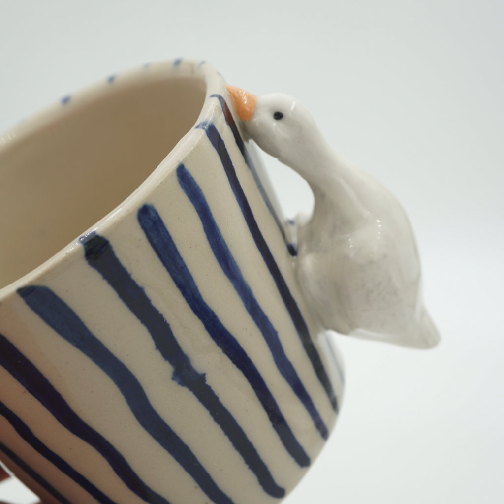 Tasse Ente Blaue Streifen NEU