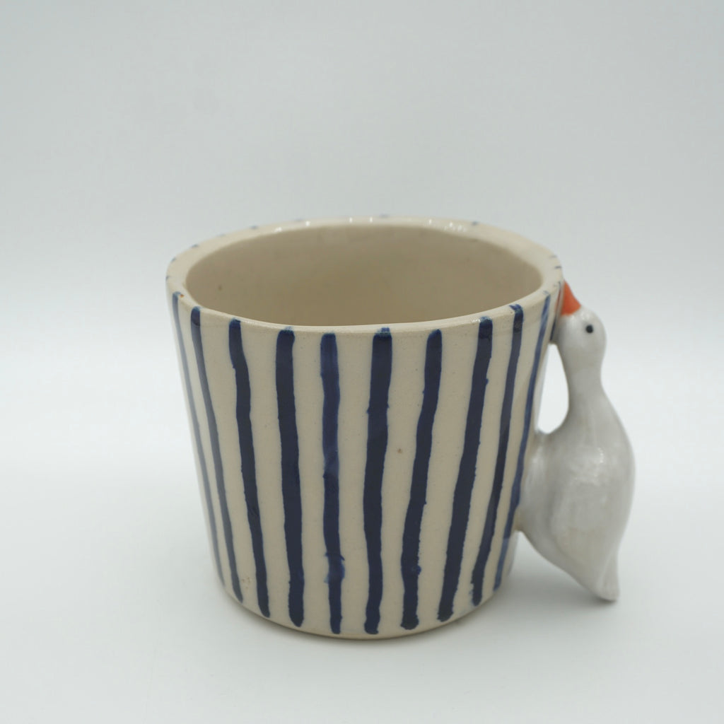 Tasse Ente Blaue Streifen NEU
