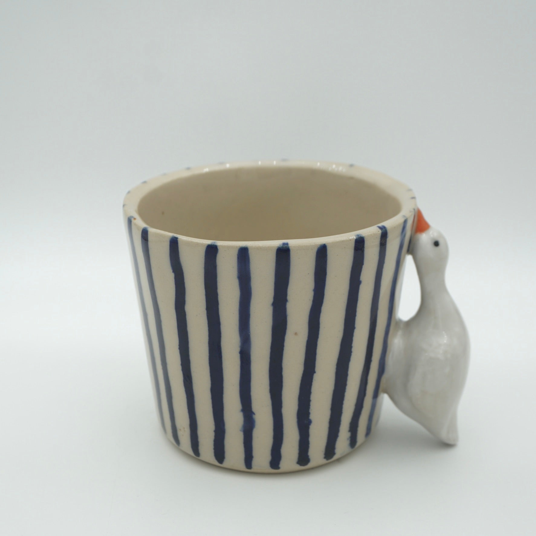 Tasse Ente Blaue Streifen NEU