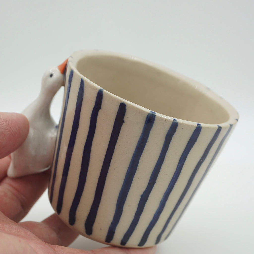 Tasse Ente Blaue Streifen NEU