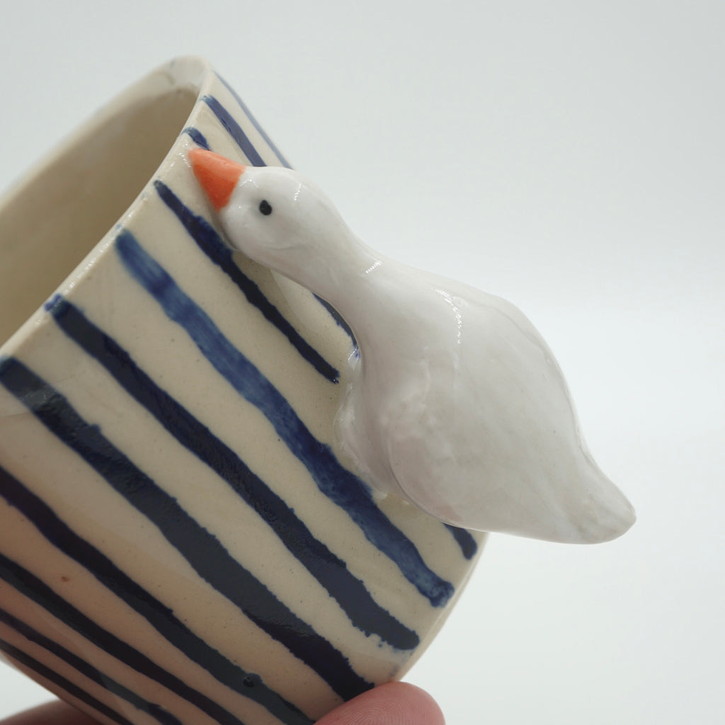 Tasse Ente Blaue Streifen NEU
